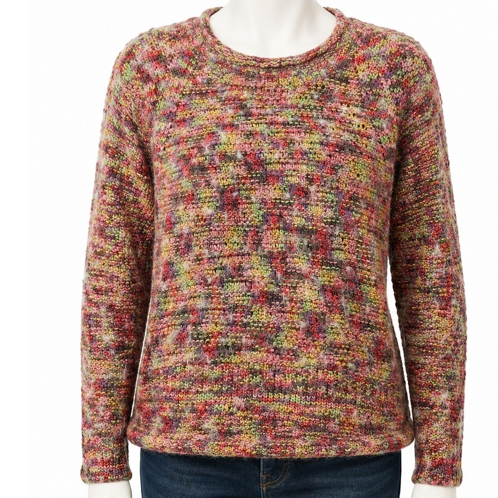 American Rag Womens Multicolor Space Dye Wool Blend Fuzzy Knit Sweater Large